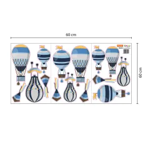 Walplus Hot Air Balloons Kids Sticker PVC Blue