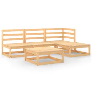 5 Piece Garden Lounge Set Solid Wood Pine