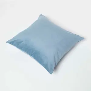 Homescapes Blue Velvet Cushion, 45 x 45 cm