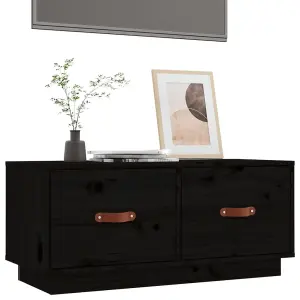 Berkfield TV Cabinet Black 80x34x35 cm Solid Wood Pine