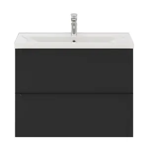 GoodHome Imandra Slimline Matt Black Wall-mounted Bathroom Cabinet (H) 600mm (W) 800mm