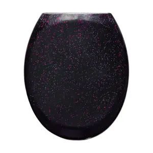 RTS Top Fix Pink Glitter Black Soft Close Toilet Seat