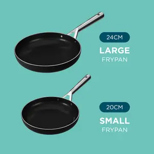 DMD 2-Piece Frying Pan Set 20 and 24cm, Non-Stick, Stainless Steel Cool Touch Handle