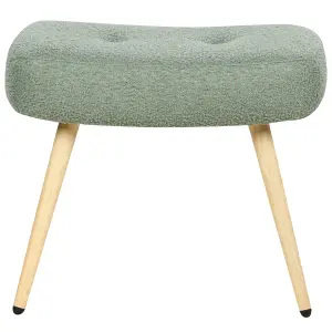 Wingback Chair VEJLE with Footstool Boucle Light Green