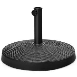 Costway 22kg Round Patio Umbrella Base Outdoor Resin Umbrella Stand W/ Rattan Design