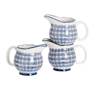 Nicola Spring - Hand-Printed Milk Jugs - 300ml - Navy - Pack of 3