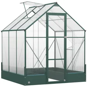 Outsunny Walk-in Greenhouse Garden Polycarbonate Aluminium w/ Smart Window 6x6ft