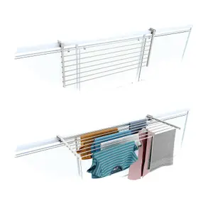 Duo 102, Folding clotheshorse for balustrades, exteriors and balconies, Width 102 cm White