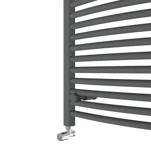 Rinse Curved Bathroom Heated Towel Rail Warmer Radiator Central Heating Anthracite - 1500x500mm