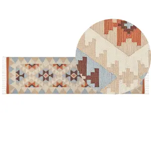 Cotton Kilim Runner Rug 80 x 300 cm Multicolour DILIJAN