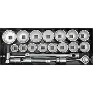 21pc PREMIUM Deep Socket & Ratchet Handle Set - 1" Square Drive 6 Point Metric