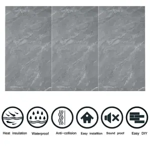 10 Pcs Dark Grey  PVC Waterproof & Oil-Proof Marble Tile Stickers for Kitchen Bathroom 60cm L x 30cm W