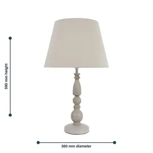 First Choice Lighting Set of 2 Grey Wash Wood Effect 59cm Table Lamps with And Grey Cotton Shade