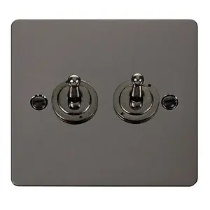 Flat Plate Black Nickel 2 Gang 2 Way 10AX Toggle Light Switch - SE Home