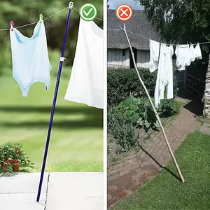 AAMEN 2 X Heavy Duty Metal Telescopic Extendable Home Garden Washing Line Prop