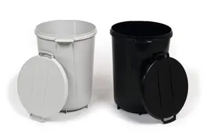 Durable DURABIN 40L Round Bin - Strong & Easy Grip Handles - Black