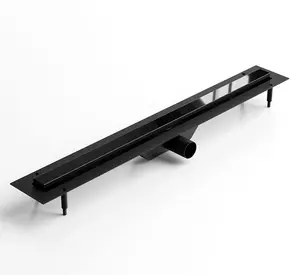 Linear shower drain channel in Black Polished stainless steel