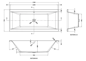 Double Ended Straight Shower Bath - 1700mm x 750mm (Tap, Waste and Panel Not Included)