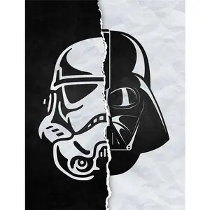 Star Wars Half / Half Darth Vader & Stormtrooper Canvas Print Black/White (80cm x 60cm)