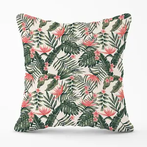 Dark Tropical Green Leaves Outdoor Cushion 45cm x 45cm