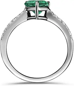 Astra 2.30Ct Lab Emerald And Diamond Shoulder Set Pear Cut Ring In Silver