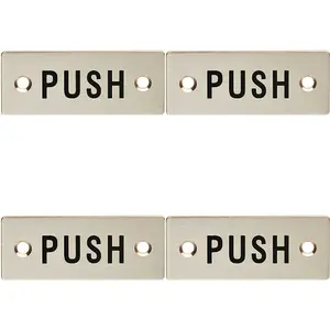 4x Rectangular Door Push Sign 75 x 30mm Satin Stainless Steel Door Plate