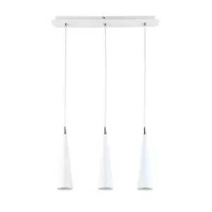 Luminosa Modern Hanging Pendant White 3 Light  with White Shade LED, GU10