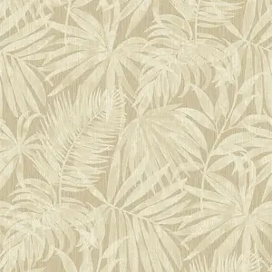 Grandeco Boutique Tropical Palm Leaf PVC-free Eco Wallpaper, Sand