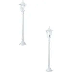 2 PACK IP44 Outdoor Bollard Light White Aluminium Lantern 60W E27 Lamp Post