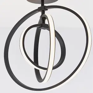 Luminosa Avali LED Semi Flush Light Matt Black & White Acrylic