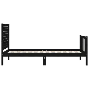 Berkfield Bed Frame with Headboard Black Single Solid Wood