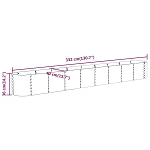 Berkfield Garden Planter Powder-coated Steel 332x40x36 cm Green