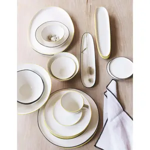 Abbesses 4 Piece Rice Bowl Set (Set of 4) White/Black