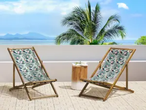 Sun Lounger Wood Light Brown ANZIO