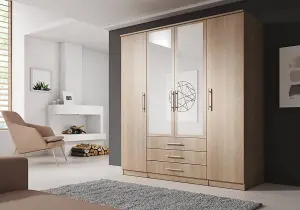 Stylish Alex Hinged Door Wardrobe W2000mm H2100mm D640mm - Timeless Sonoma Oak Finish