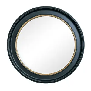 Melody Maison Large Round Black & Gold Wall Mirror - 80cm x 80cm