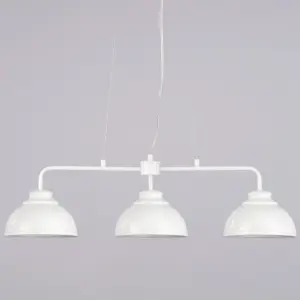 Litecraft Brooklyn White 3 Light Industrial Ceiling Pendant Bar