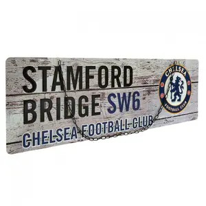 Chelsea FC Rustic Plaque White/Black/Blue (One Size)