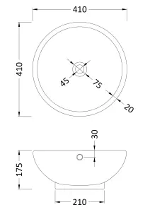 Round Ceramic Countertop Vessel with Overflow - 410mm