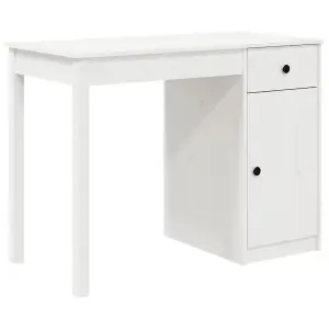 Berkfield Desk White 100x50x75 cm Solid Wood Pine