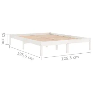 Berkfield Bed Frame White Solid Wood 120x190 cm Small Double