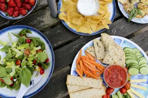 Purely Home Coastal Melamine Round Platter, Salad Bowl & Servers Set