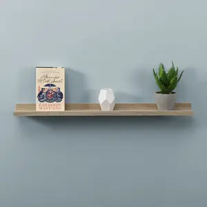 2 Piece Floating Shelf Oak / 4cm H x 80cm W x 10cm D