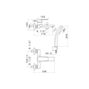 Fonthill Black Wall-mounted Shower mixer Tap