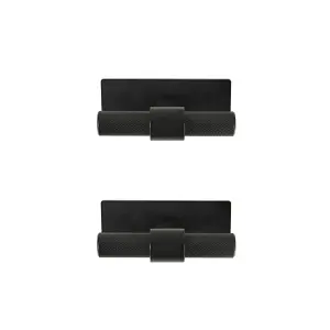 GoodHome Dukkah Matt Black Kitchen cabinets T-shaped Pull Handle (L)6.5cm (D)35mm, Pack of 2