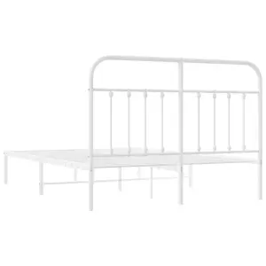 Berkfield Metal Bed Frame with Headboard White 135x190 cm