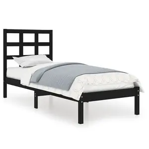 Berkfield Bed Frame Black Solid Wood 100x200 cm