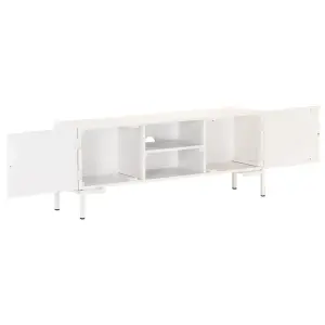 Berkfield TV Cabinet White 115x30x46 cm Solid Mango Wood