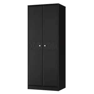 San Jose Ready assembled Contemporary Black Tall Double Wardrobe (H)1960mm (W)740mm (D)520mm