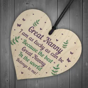 Handmade Great Nanny Gift For Birthday Christmas Wooden Heart Grandparent Gifts Keepsake